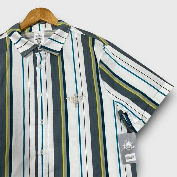 Disney Haunted Mansion Mens Medium Multicolor Striped Madame Leota Button Shirt - Picture 2 of 10